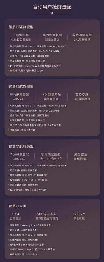 华为乾坤智驾/三电机等 共推4款车型配置 昊铂A800开启盲订选配