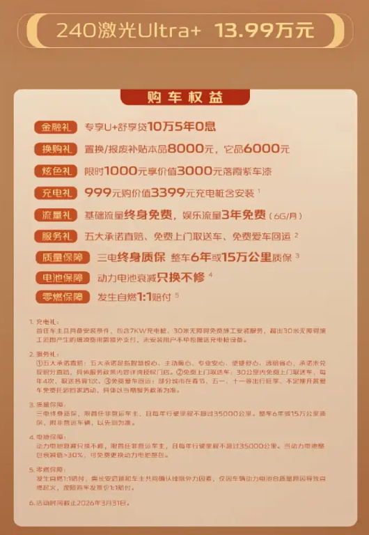长安启源A06 240激光Ultra+版上市 售13.99万元 纯电续航240km