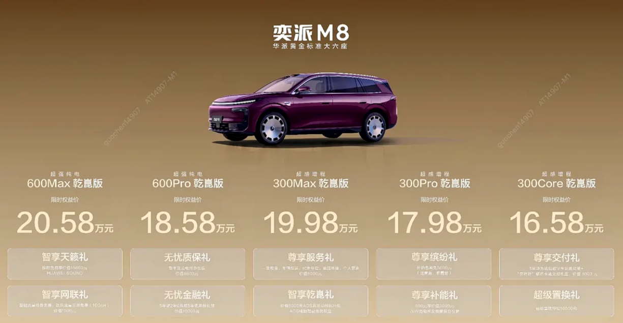 置换价16.98万起 东风奕派M8上市 标配华为智能解决方案六件套